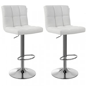 Set 2 scaune de bar, Songmics, Alb, 38x44.5x(95-115) cm - Img 2