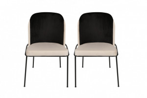 Set 2 scaune Model Dore, Crem/Negru, 54x55x86 cm - Img 3