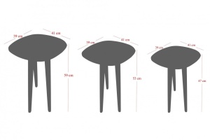 Set 3 Masute de Cafea Model Graham, 41x39x47/41x39x53/41x39x59 cm, Nuc, Lemn - Img 5