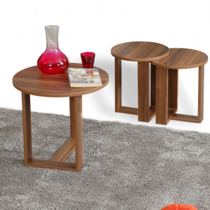 Set 3 Masute de Cafea Model Kylee, 52x52x47/36x36x43/36x36x41 cm, Nuc - Img 2