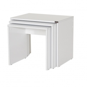 Set 3 Masute de Cafea Model Phan, 45x36x42/50x38x45/55x40x47 cm, Alb - Img 9
