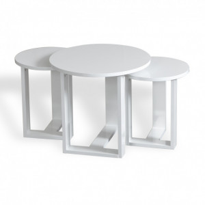 Set 3 Masute de Cafea Model Woods, 52x52x47/36x36x43/36x36x41 cm, Alb - Img 3