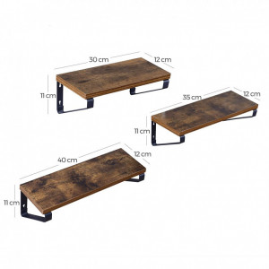 Set 3 Rafturi/Polițe de Perete Rustic Maro Jayla – Lemn Decorativ 30 cm | 35 cm | 40 cm pentru Living, Bucătărie & Dormitor - Img 6