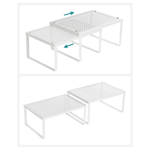 Set 4 organizatoare modulare pentru bucătărie, extensibile și suprapozabile, Metal, Alb, 32 × 22,9 × 15,4 cm - Img 7