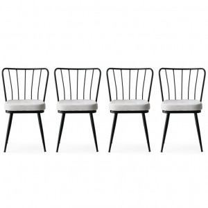 Set 4 scaune Model Star, Negru/Alb, 43x42x82 cm - Img 1