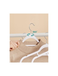 Set 50 umerașe din catifea, antialunecare, cârlig rotativ 360°, Alb/Argintiu, 43,5 × 22,5 × 0,6 cm - Img 7