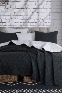 Set Cuvertura Pat Dublu Model Solid Black, Grey - Img 3