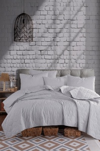 Set Cuvertura Pat Dublu Model Solid Grey