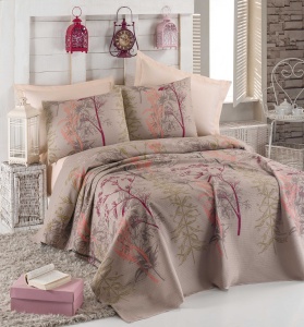 Set Cuvertura Pique Model Urla Beige