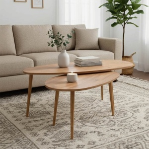 Set de 2 măsuțe de cafea Monty, natural, 116x46x46 cm