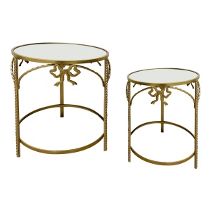 Set de 2 măsuțe laterale Frensia, auriu, 45x45x50 cm - Img 2