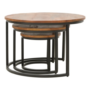 Set de 3 măsuțe de cafea Frina, nuc/negru, 70x70x45 cm - Img 3