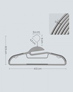 Set de 50 umerase din plastic, Songmics, Gri-Argintiu, 41.5x22.5x0.5 cm - Img 7