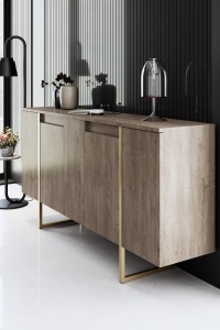 Set de mobilier pentru camera de zi Model Luxe, Nuc/Auriu - Img 7