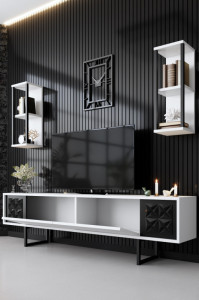 Set de mobilier pentru living Black, Alb- Negru - Img 6