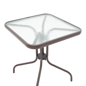 Set masa de gradina si scaune, Model Obbi-Watson, culoare maro, metal si poliratan, 60x60x70 cm - Img 5