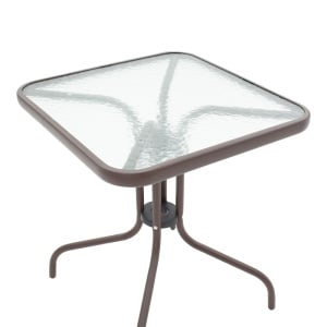 Set masa de gradina si scaune, Model Obbi-Watson, culoare maro, metal si poliratan, 60x60x70 cm - Img 11
