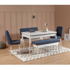 Set Masa si Scaune 5 Piese Vina 1048 - Albastru, Alb - Img 12