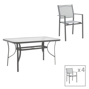 Set Masa si Scaune de Exterior, 5 Piese, Model Ensure-Confidence, Antracit, shade120x70x70 cm