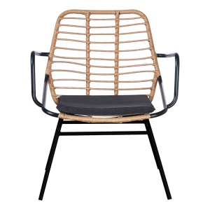 Set Masa si Scaune de Exterior, 5 Piese, Model Naoki, Natural/Negru, 160x90x78 cm - Img 3