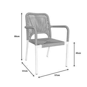 Set Masa si Scaune de Exterior, 7 Piese, Model Kliton-Norture, Alb, 150x80x74 cm - Img 11