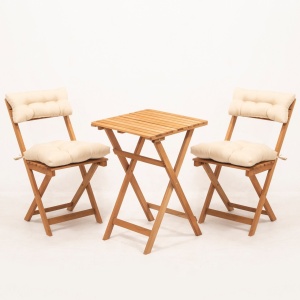 Set masa si scaune de gradina (3 piese) My001A Crem 50x72x50 cm - Img 2