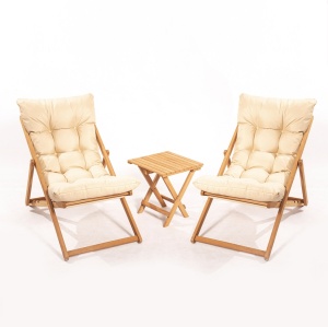 Set masa si scaune de gradina (3 piese) My005 Crem 40x40x40 cm - Img 2