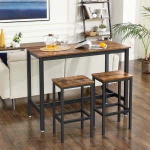 Set Masa si scaune Model Shane, 120x60x90 cm, Maro Rustic/Negru - Img 5