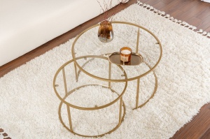 Set Masute de cafea Model Aurum 80, Auriu/Transparent - Img 4