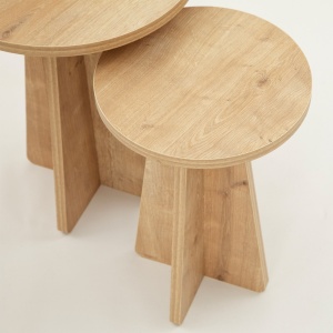 Set masute de cafea stivuibile, 2 bucati Mushroom Stejar 40x50x40 cm - Img 5