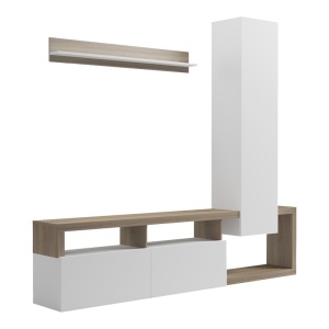 Set mobilă living Leganto, stejar sonoma/alb, 220.5x35x197.5 cm - Img 3