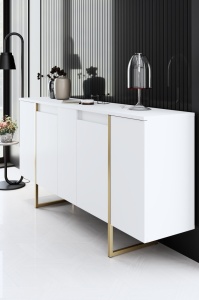 Set mobilier living Model Luxe, Alb/Auriu, 160x35x80 cm - Img 8