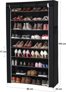 Suport pantofi Model Liv, Negru, 85x28x162 cm - Img 2