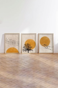 Tablou, 3 bucati Huhu147 Multicolor 30x40 cm - Img 3