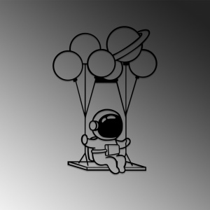 Tablou metalic Astronaut Negru 44x70 cm - Img 4