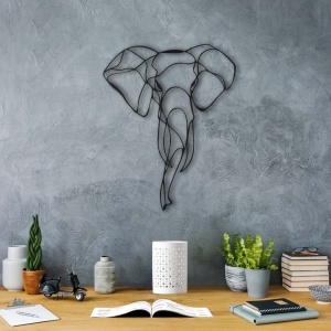 Tablou metalic Elephant Negru 52x41 cm - Img 2