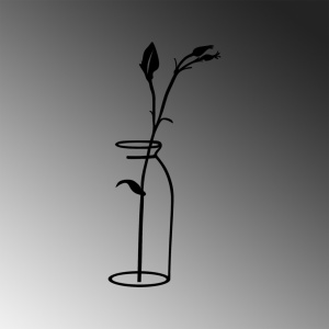 Tablou metalic Flower Negru 33x0.15x71 cm - Img 5