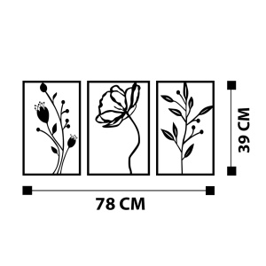 Tablou metalic Flowers Negru 70x39 cm - Img 7