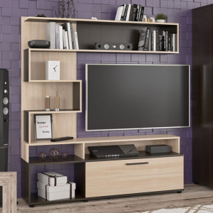 Ansamblu Comoda TV Jasper Wenge 151.5x37.5x169.5 cm - Img 2