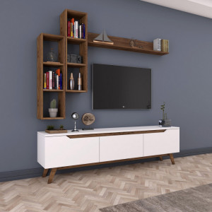 Ansamblu Comoda TV M16-804 Alb-Walnut - Img 4
