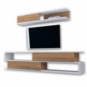 Ansamblu Comoda TV Sims Alb-Teak - Img 3