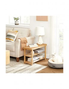 Banca cu suport pantofi Model Isabelle, Natural, 28.5x70x45 cm - Img 3