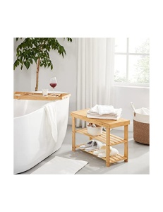 Banca cu suport pantofi Model Isabelle, Natural, 28.5x70x45 cm - Img 4