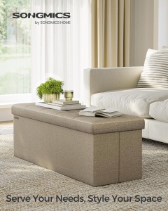 Bancuta Hol cu Spatiu de Depozitare, Mazie, Maro Camel, 110x38x38 cm - Img 2