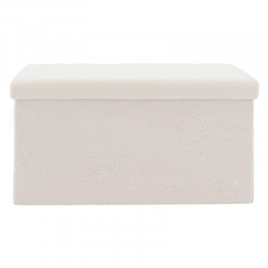 Bancuta hol cufar cu spatiu de depozitare Forward material textil boucle ivory 76.5x38x37.5cm - Img 2