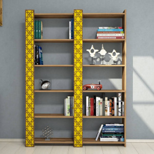Biblioteca Model City V2, Nuc/Galben, 124.6x170x24.2 cm - Img 2