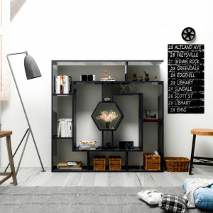 Biblioteca Model Labrina, Negru, 134x22x134 cm - Img 2