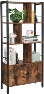 Biblioteca Vasagle, Model Armando, 74x30x154,5 cm, Maro Rustic/Negru - Img 6