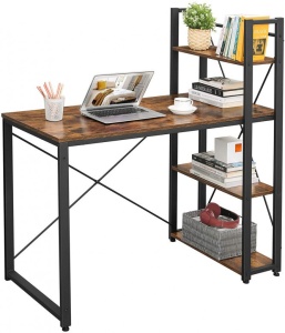 Birou cu Biblioteca Vasagle, model Rebecca, 120x60x119.3 cm, Maro Rustic/Negru - Img 7