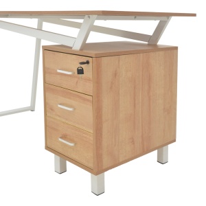 Birou cu sertare Model Prosper, Alb/Natur, 140x60x75 cm - Img 6